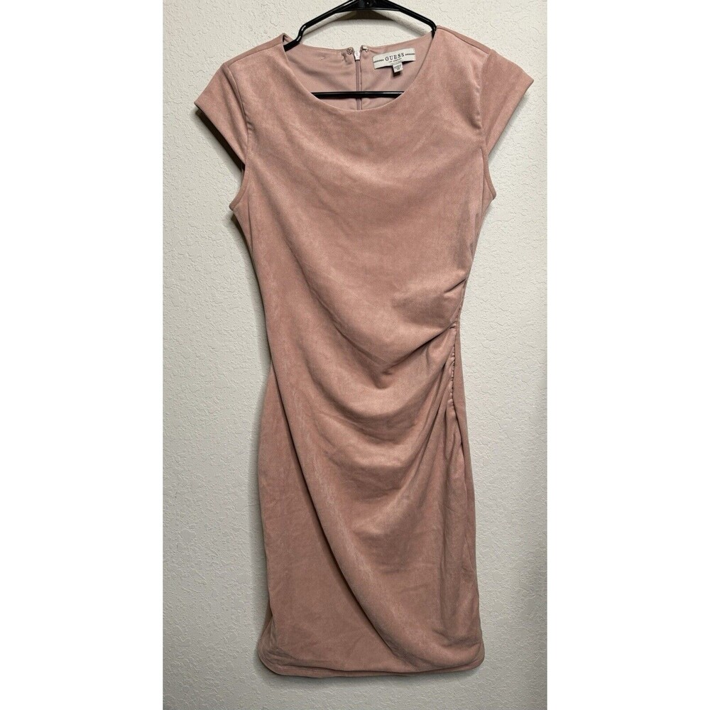GUESS Estelle Pink‎ Faux-Suede Ruched Dress Women’s Size XS